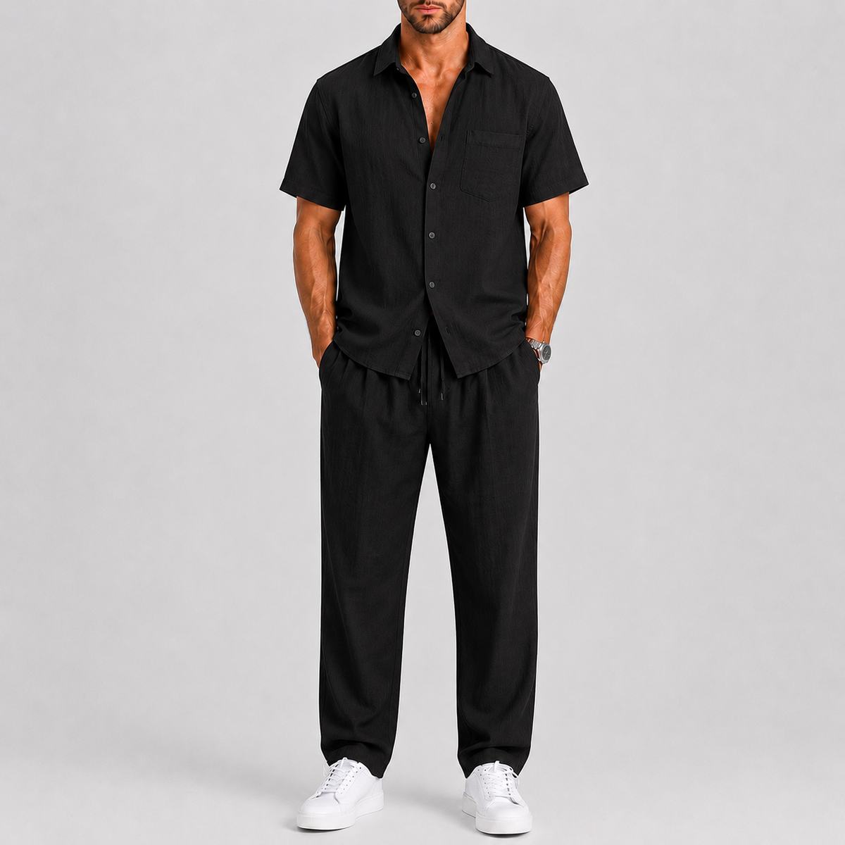 Tobias | Men's Relaxed Short-Sleeve Shirt and Wide-Leg Pants Set