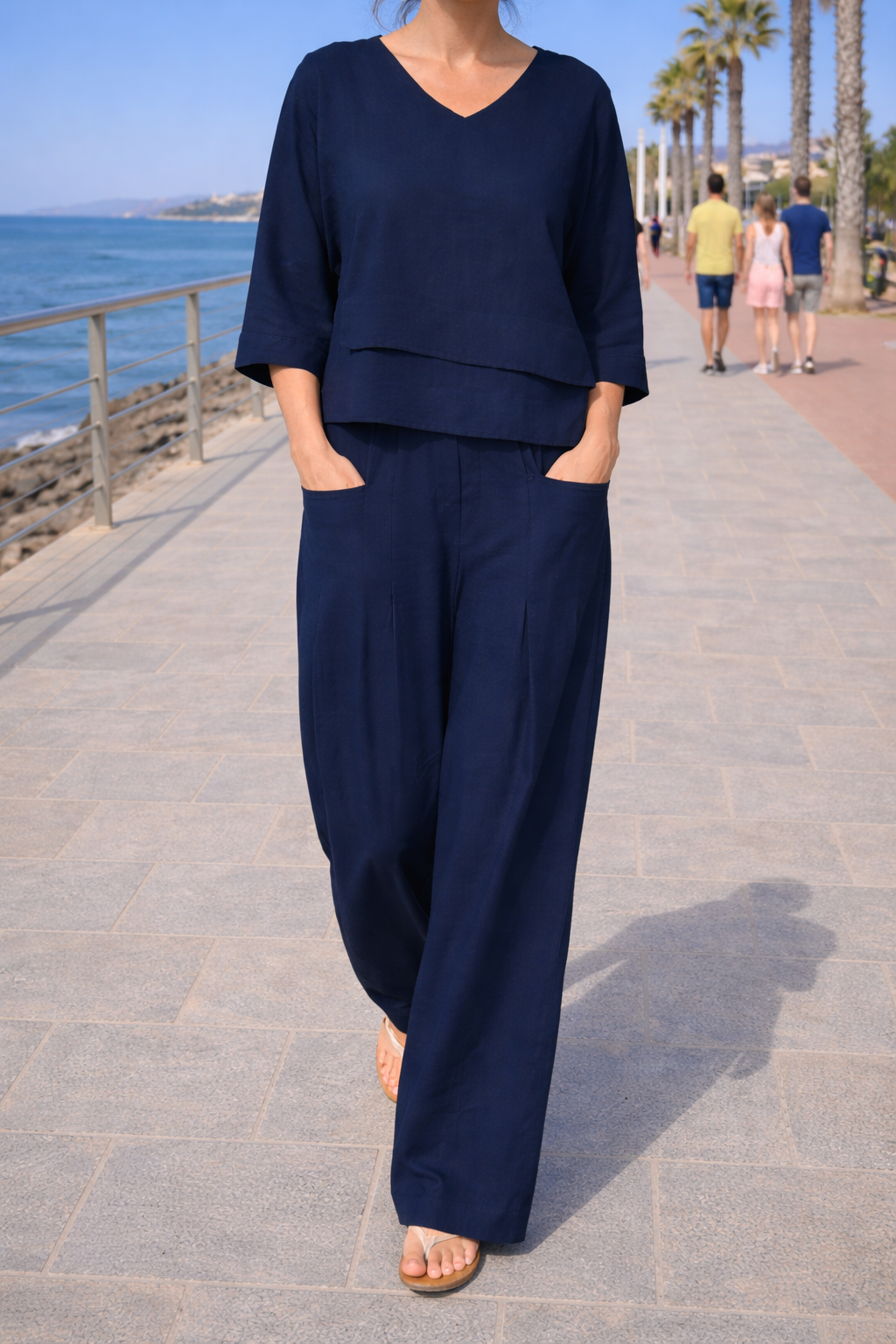 Willow | Women's Wide-Leg Two-Piece Lounge Set with Asymmetric Hem Top