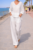 Willow | Women's Wide-Leg Two-Piece Lounge Set with Asymmetric Hem Top