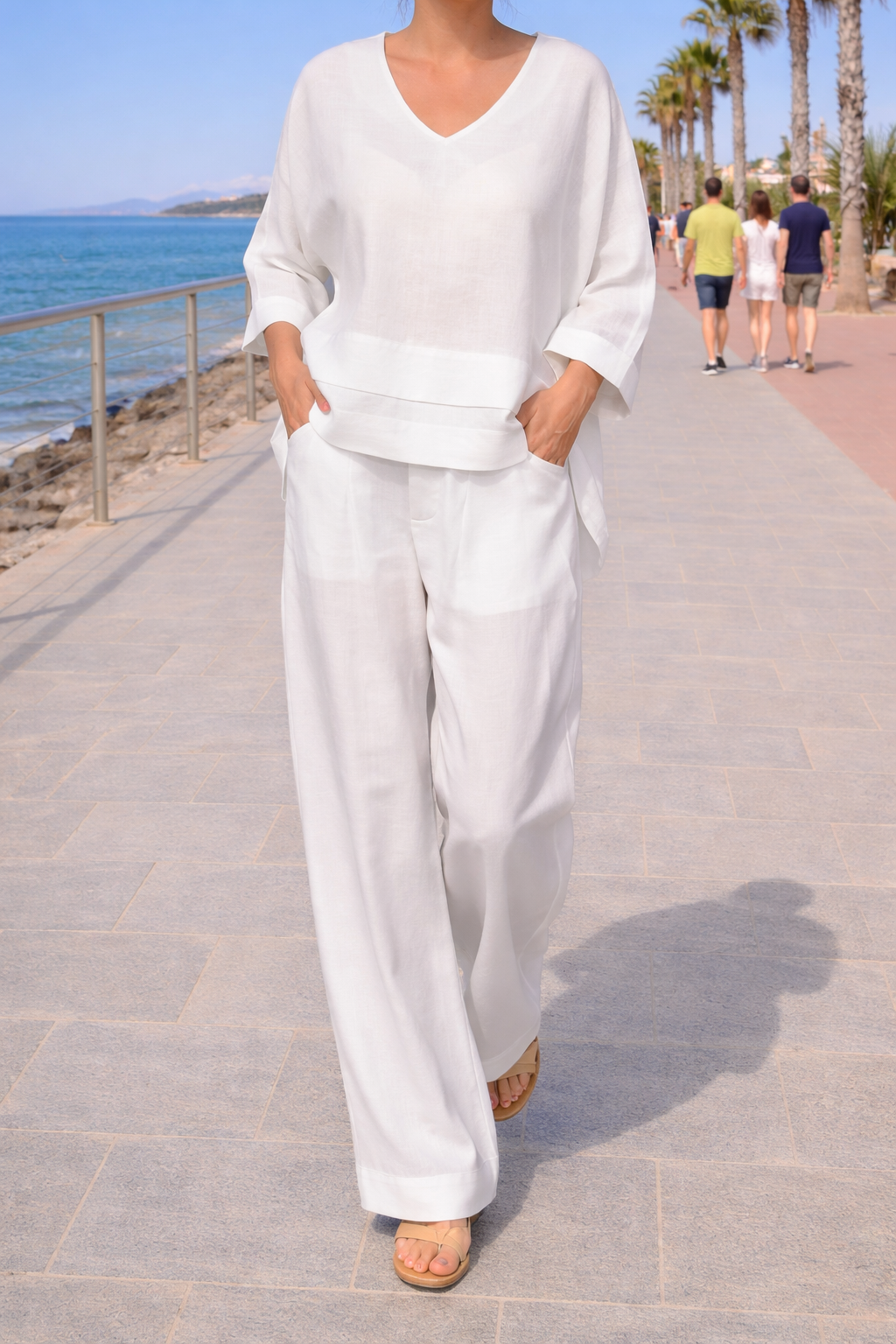 Willow | Women's Wide-Leg Two-Piece Lounge Set with Asymmetric Hem Top