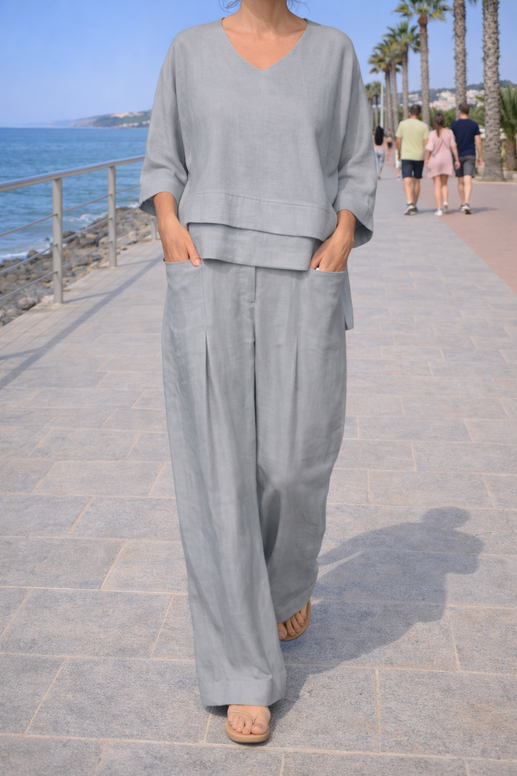 Willow | Women's Wide-Leg Two-Piece Lounge Set with Asymmetric Hem Top