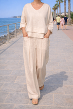Willow | Women's Wide-Leg Two-Piece Lounge Set with Asymmetric Hem Top