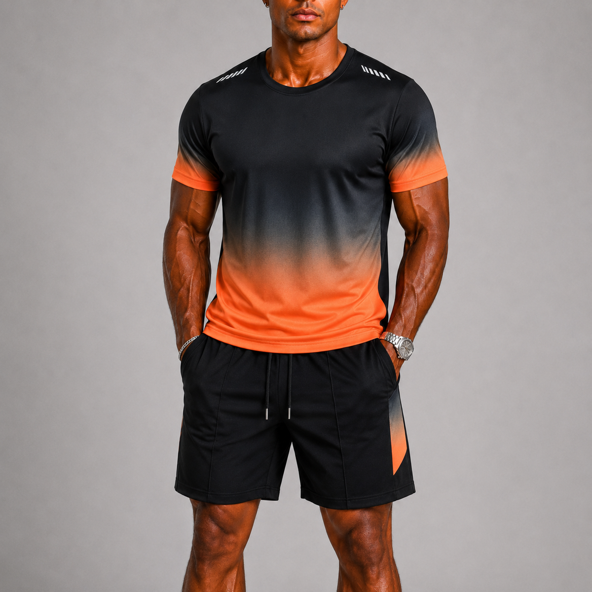 Tate | Men's Ombré Print T-Shirt and Shorts Sport Set