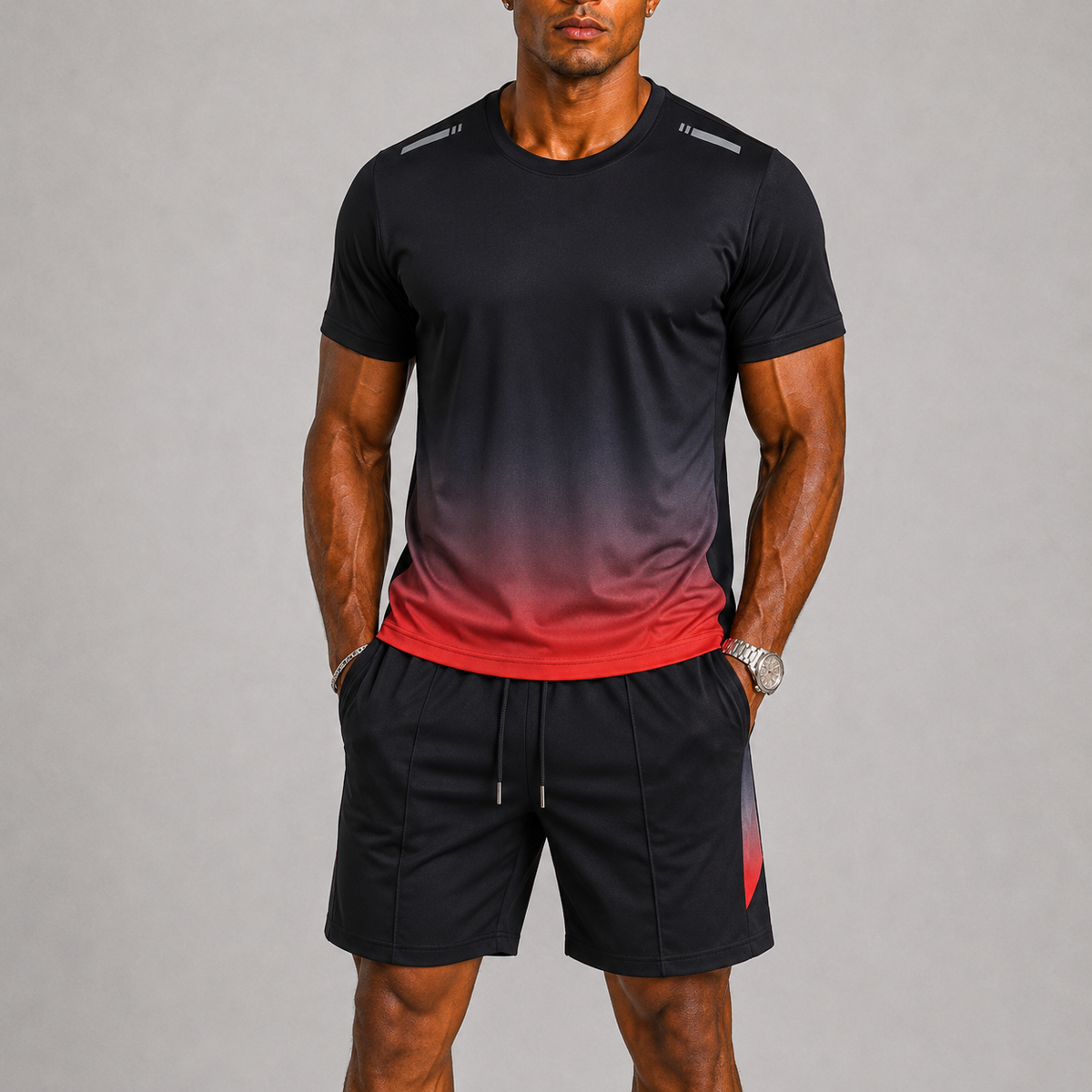Tate | Men's Ombré Print T-Shirt and Shorts Sport Set