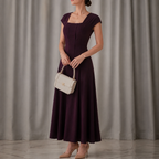 Nynke | Women's Square-Neck A-Line Midi Dress