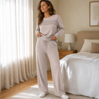 Isabeau | Women's Crew Neck Two-Piece Wide-Leg Lounge Set