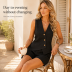 Ophelia | Women's Asymmetric Button-Front Vest and Shorts Two-Piece Set