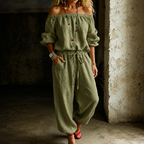 Rita | Women's Off-Shoulder Belted Jumpsuit with Ankle Cuff