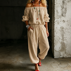 Rita | Women's Off-Shoulder Belted Jumpsuit with Ankle Cuff