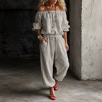 Rita | Women's Off-Shoulder Belted Jumpsuit with Ankle Cuff