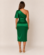 Thirza | Women's One-Shoulder Draped Cocktail Dress with Split