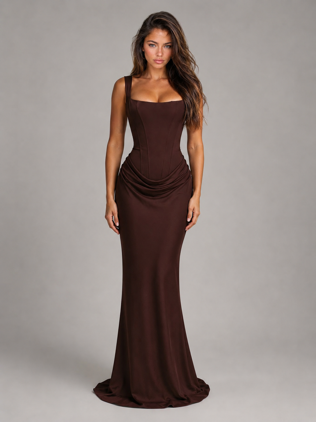 Susanne | Women's Square Neck Bodycon Corset Maxi Dress