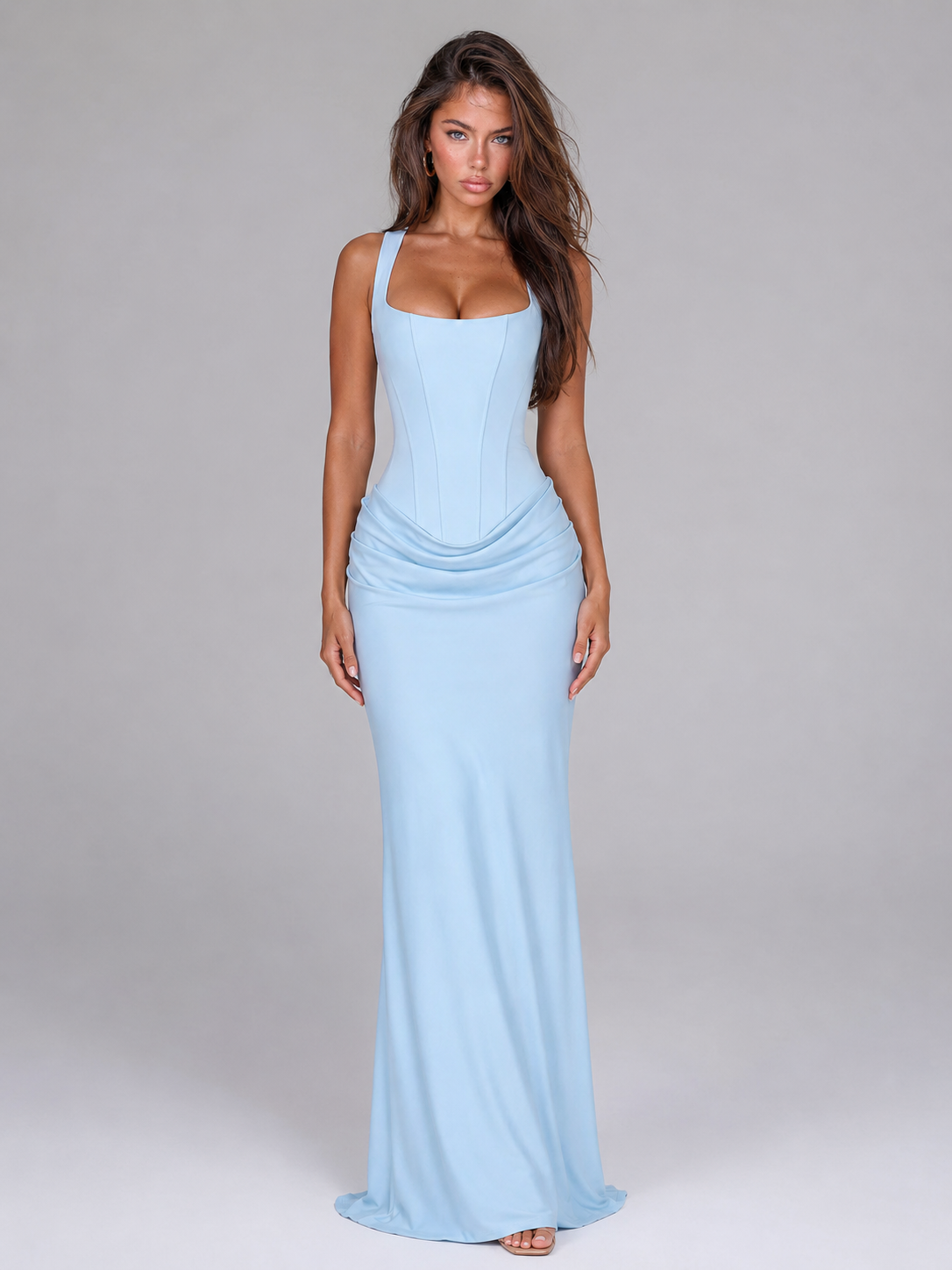 Susanne | Women's Square Neck Bodycon Corset Maxi Dress