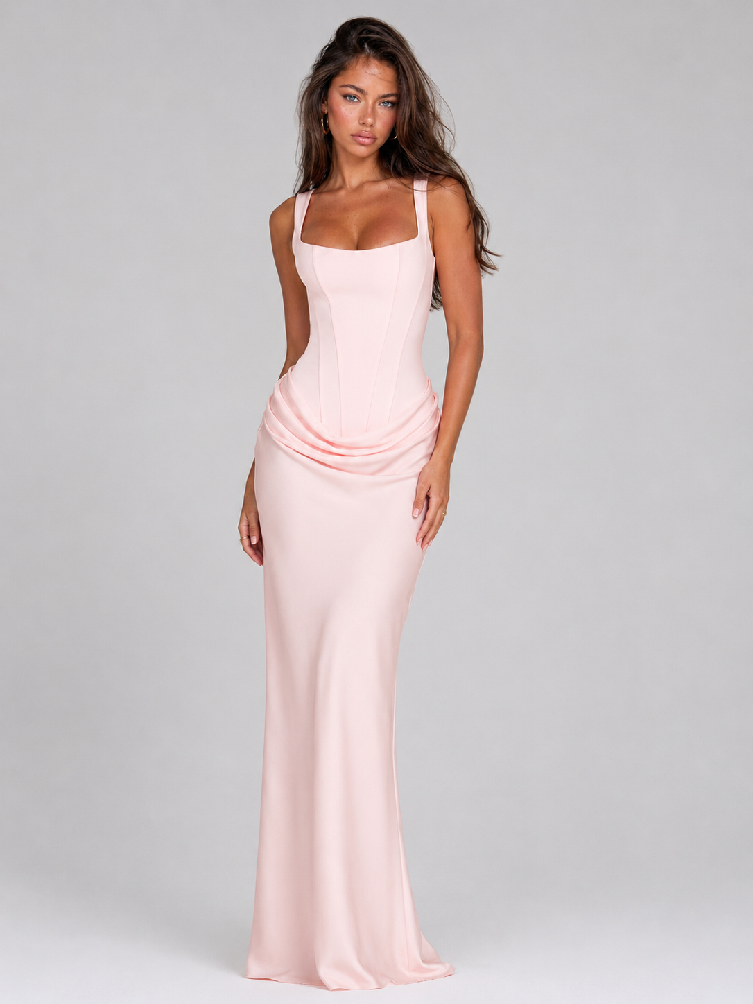 Susanne | Women's Square Neck Bodycon Corset Maxi Dress
