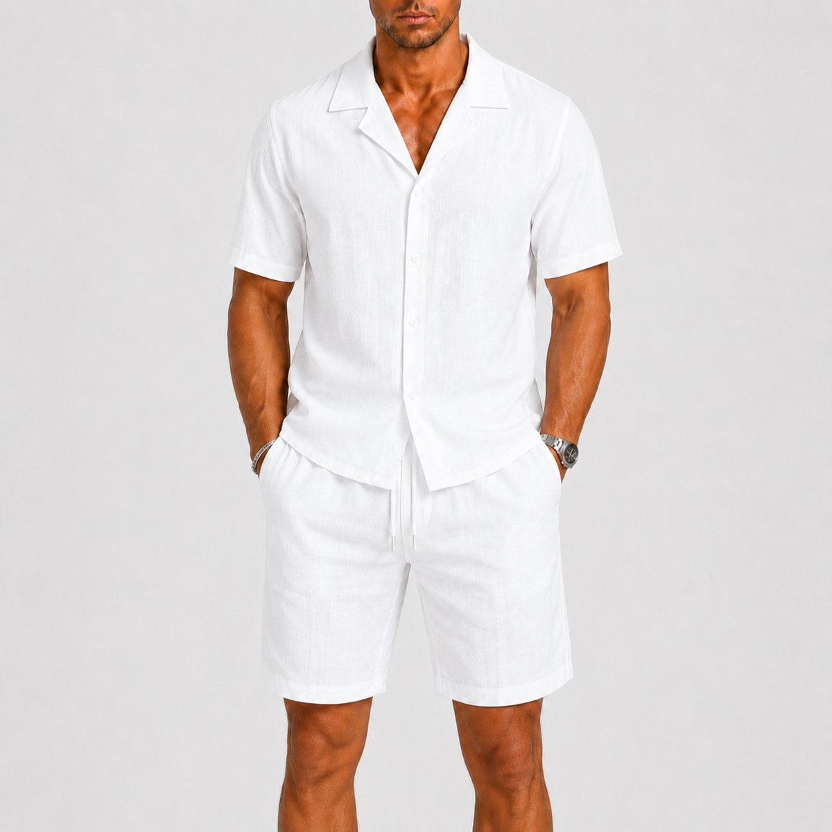 Lucas | Men's Camp Collar Shirt and Short Two-Piece Set