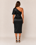 Thirza | Women's One-Shoulder Draped Cocktail Dress with Split