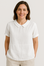 Rhiannon | Women's Rounded Collar Short Sleeve Blouse