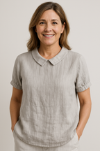 Rhiannon | Women's Rounded Collar Short Sleeve Blouse