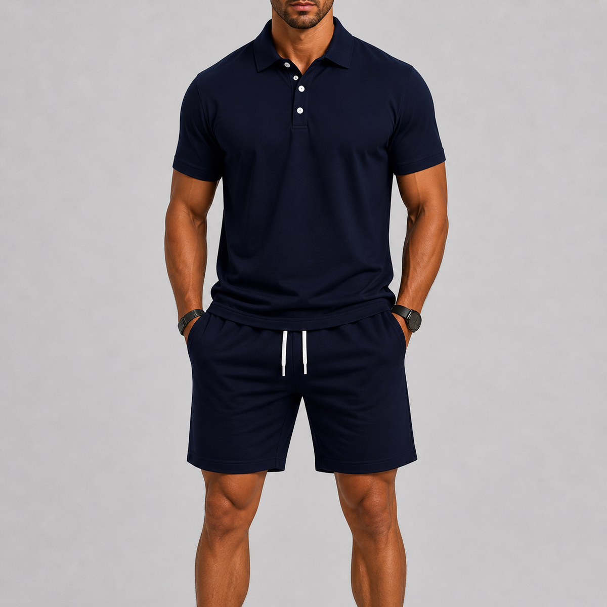 Thijs | Men's Polo and Shorts Set with Drawstring Waist