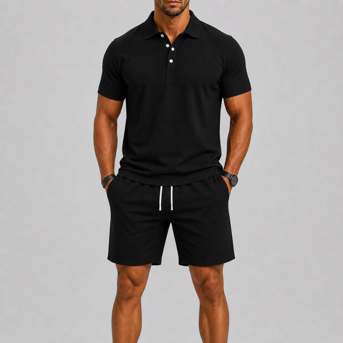 Thijs | Men's Polo and Shorts Set with Drawstring Waist