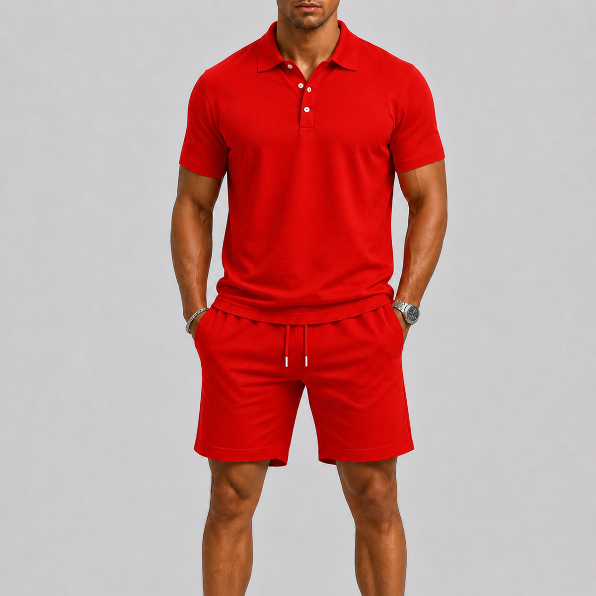 Thijs | Men's Polo and Shorts Set with Drawstring Waist