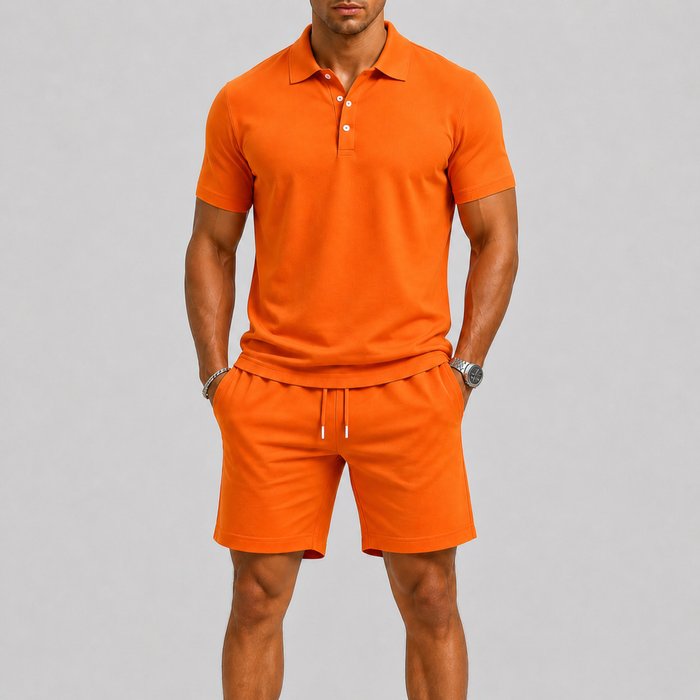 Thijs | Men's Polo and Shorts Set with Drawstring Waist