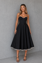 Daphnee | Women's Corset Midi Dress with Sweetheart Neckline