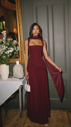 Annelise | Women's Square Neck Maxi Dress with Thigh Split