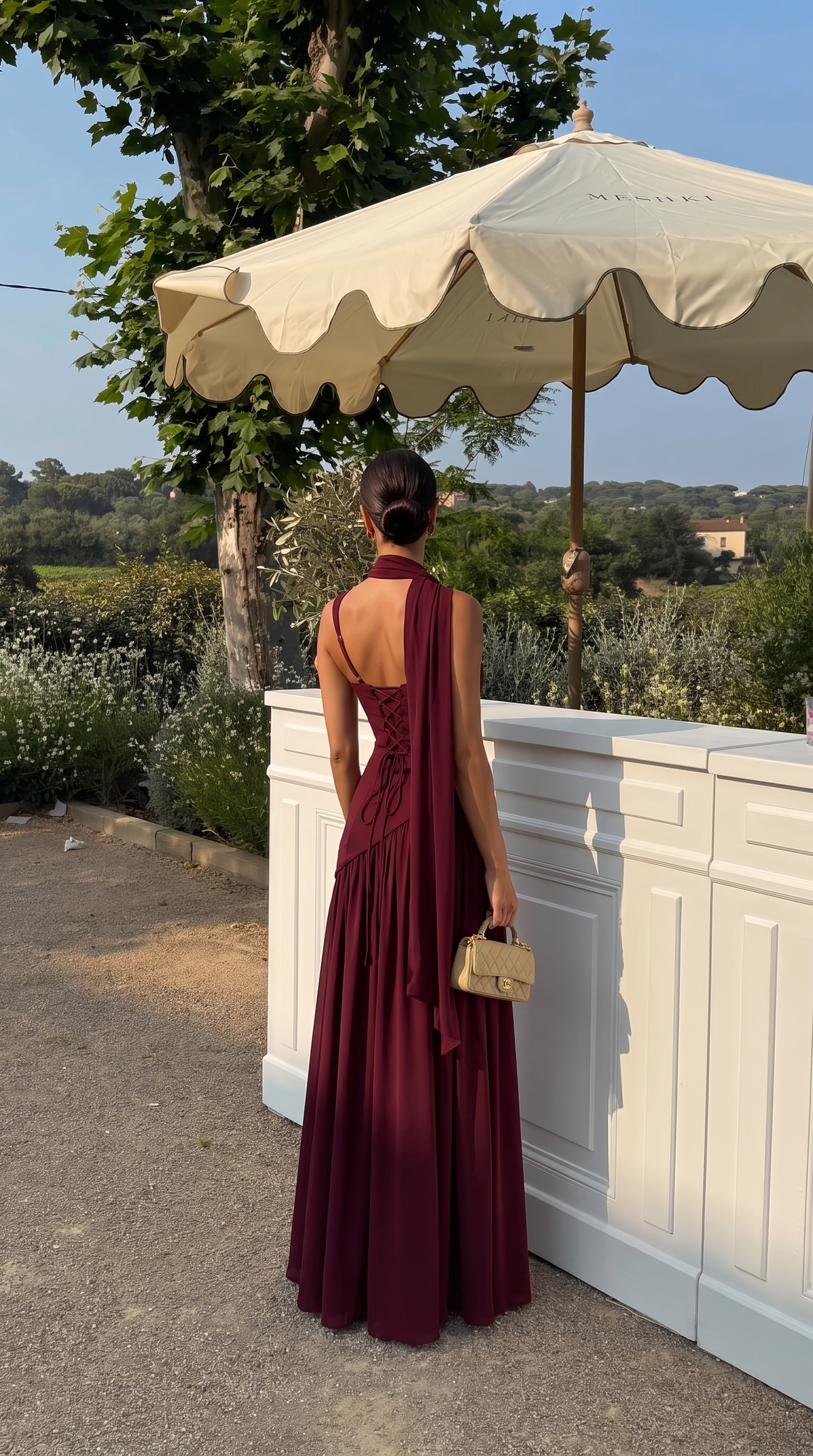 Annelise | Women's Square Neck Maxi Dress with Thigh Split