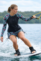 Yrsa | Women's High-Waisted Rashguard Swimsuit with Zip Front