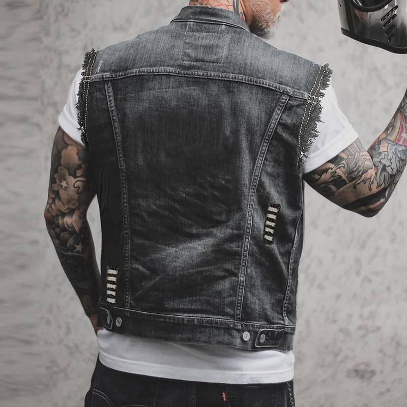 Beau | Men's Sleeveless Denim Vest with Button Front