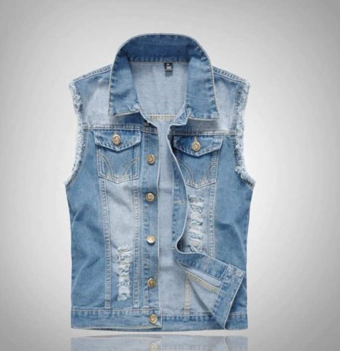 Beau | Men's Sleeveless Denim Vest with Button Front