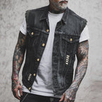 Beau | Men's Sleeveless Denim Vest with Button Front