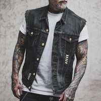 Beau | Men's Sleeveless Denim Vest with Button Front