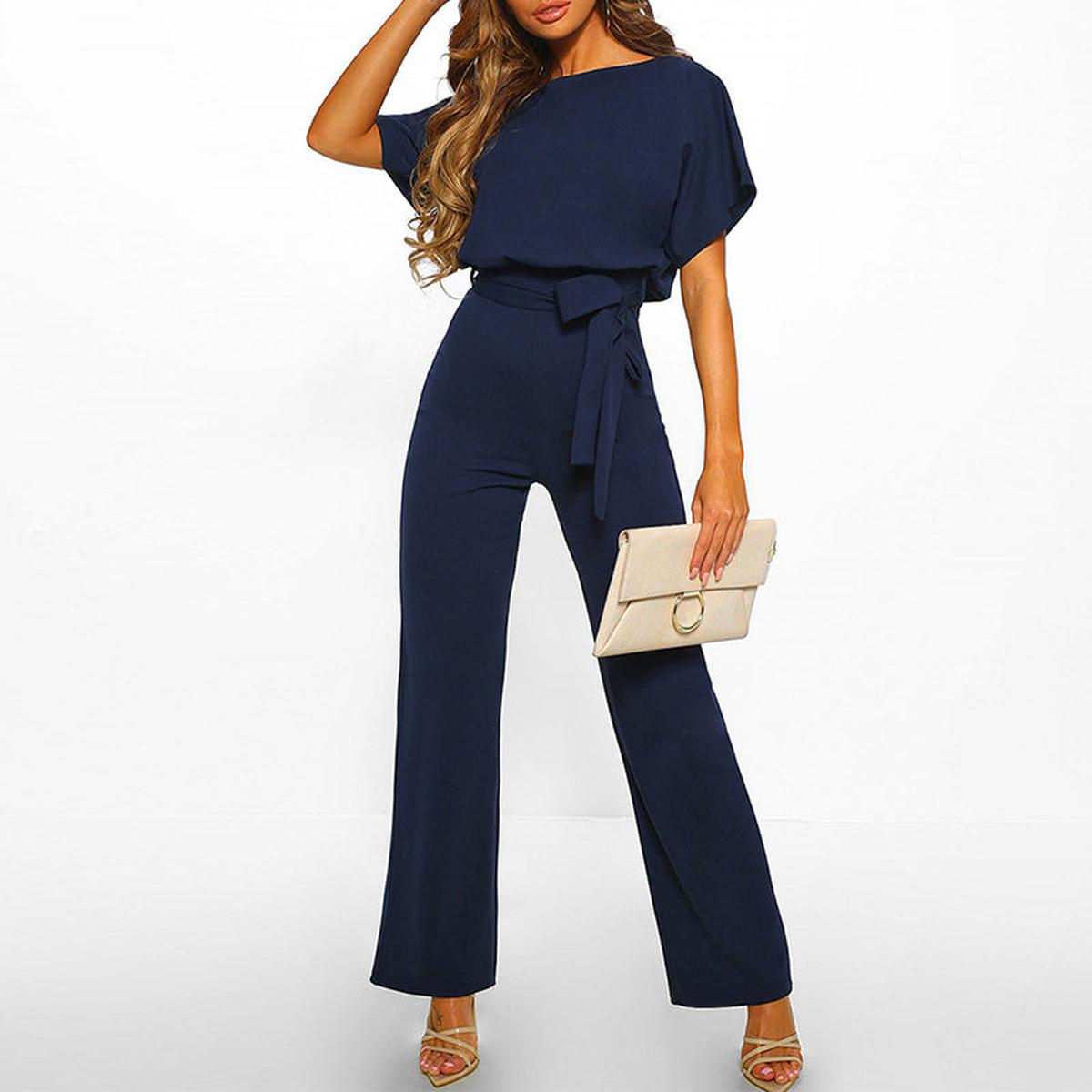Flore | Women's Belted Short Sleeve Jumpsuit