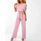 Flore | Women's Belted Short Sleeve Jumpsuit