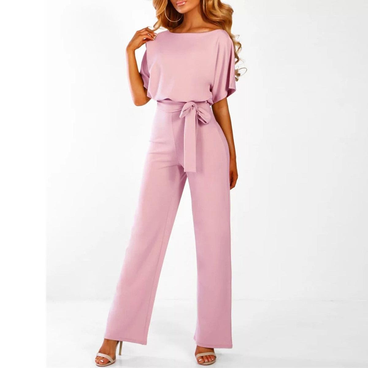 Flore | Women's Belted Short Sleeve Jumpsuit