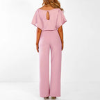 Flore | Women's Belted Short Sleeve Jumpsuit