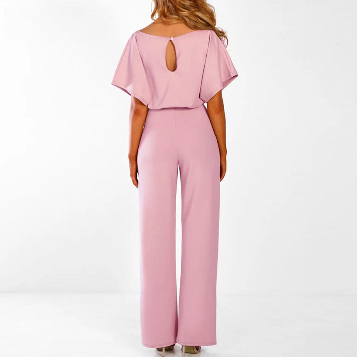 Flore | Women's Belted Short Sleeve Jumpsuit
