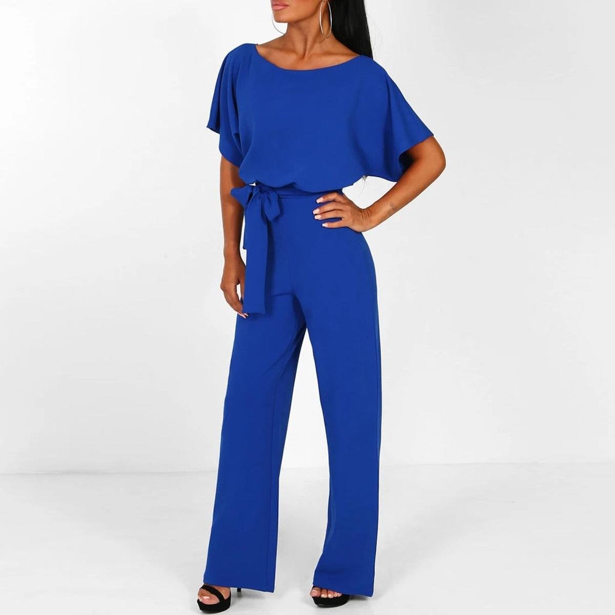 Flore | Women's Belted Short Sleeve Jumpsuit