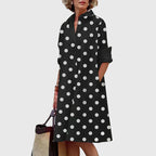 Zora | Women's Relaxed Pocket Midi Dress with Tie Waist