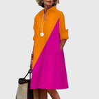 Zora | Women's Relaxed Pocket Midi Dress with Tie Waist