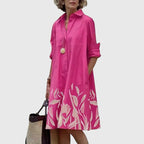Zora | Women's Relaxed Pocket Midi Dress with Tie Waist