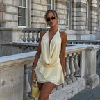 Esme | Women's Plunge Neck Mini Dress with Open Back