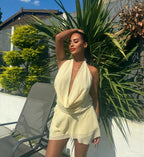 Esme | Women's Plunge Neck Mini Dress with Open Back