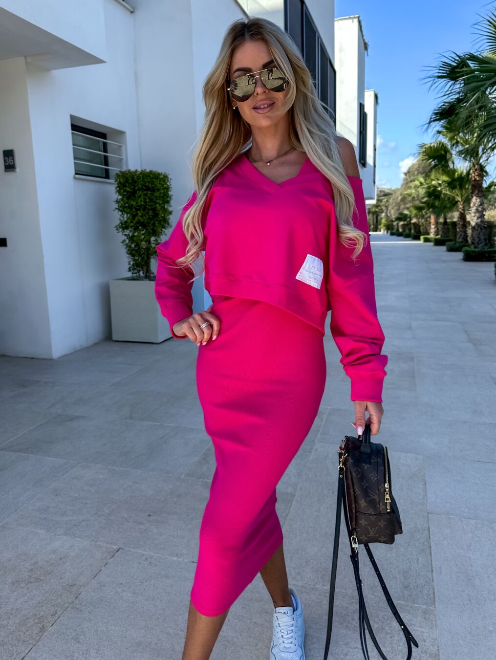 Annelies | Women's Round Neck Sweatshirt and Sleeveless Dress Set