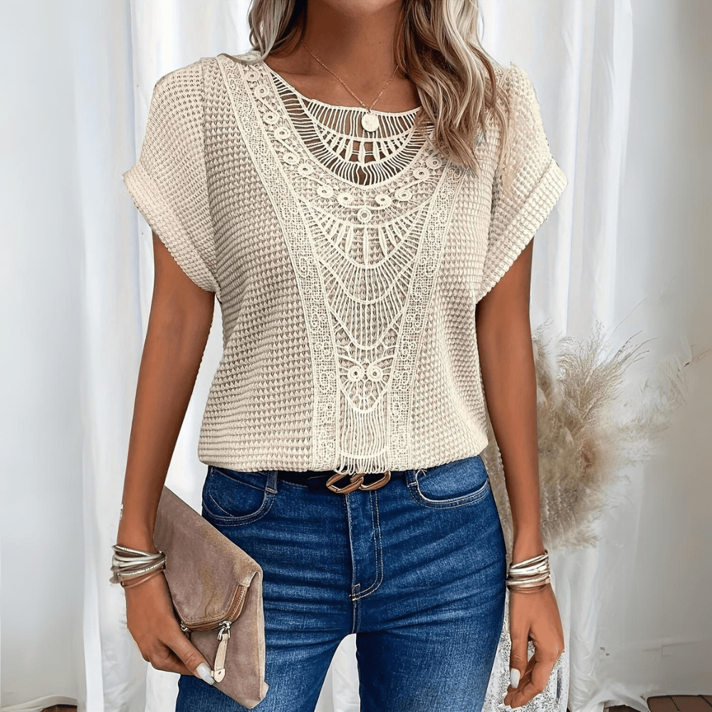 Mirthe | Women's Lace-Trim V-Neck Blouse