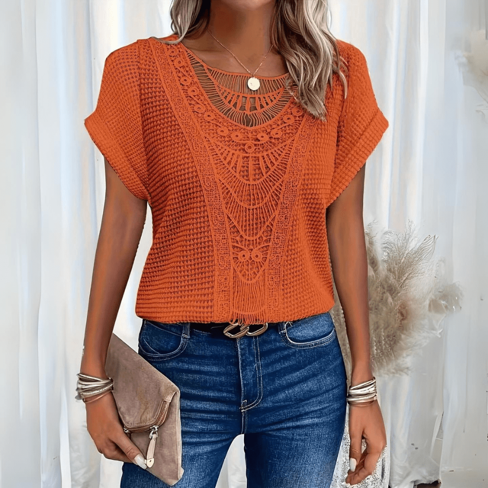 Mirthe | Women's Lace-Trim V-Neck Blouse