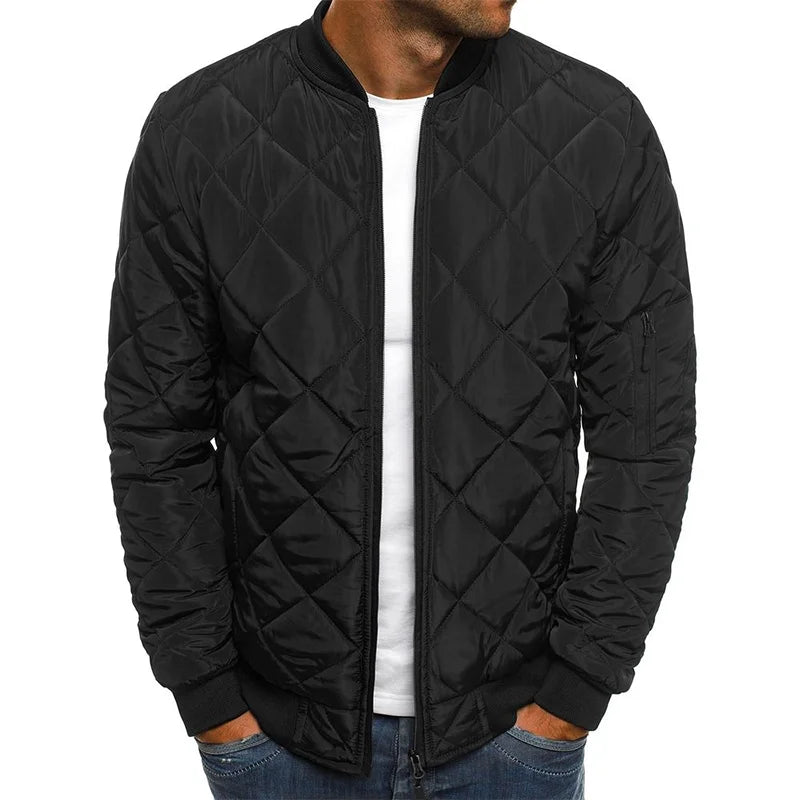 Wells | Men's Quilted Bomber Jacket with Ribbed Trim