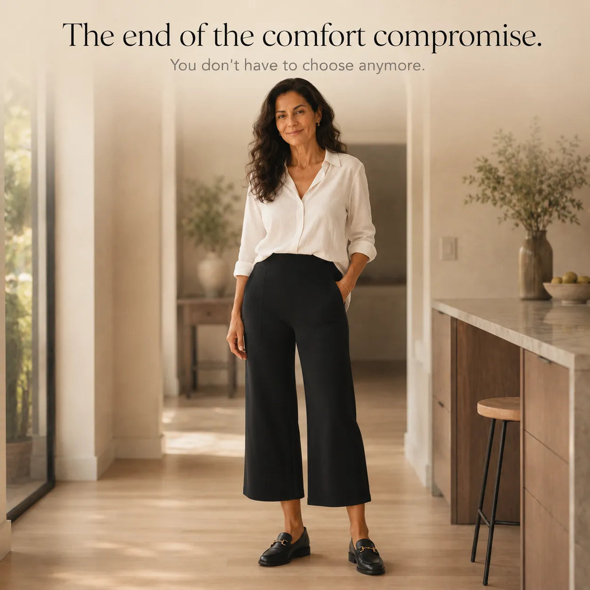 Laila | Women's Wide-Leg Cropped Pants with Pockets